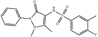 N-(1,5-dimethyl-3-oxo-2-phenyl-2,3-dihydro-1H-pyrazol-4-yl)-4-fluoro-3-methylbenzenesulfonamide 结构式