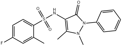 N-(1,5-dimethyl-3-oxo-2-phenyl-2,3-dihydro-1H-pyrazol-4-yl)-4-fluoro-2-methylbenzenesulfonamide 结构式