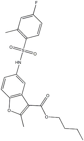 butyl 5-{[(4-fluoro-2-methylphenyl)sulfonyl]amino}-2-methyl-1-benzofuran-3-carboxylate 结构式