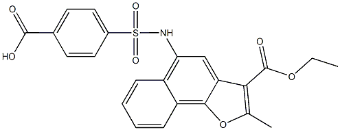 4-({[3-(ethoxycarbonyl)-2-methylnaphtho[1,2-b]furan-5-yl]amino}sulfonyl)benzoic acid 结构式