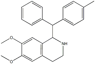 6,7-dimethoxy-1-[(4-methylphenyl)(phenyl)methyl]-1,2,3,4-tetrahydroisoquinoline 结构式