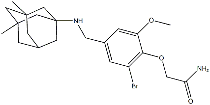 2-(2-bromo-4-{[(3,5-dimethyl-1-adamantyl)amino]methyl}-6-methoxyphenoxy)acetamide 结构式