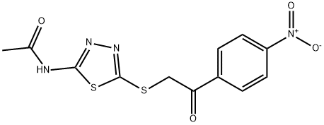 N-{5-[(2-{4-nitrophenyl}-2-oxoethyl)sulfanyl]-1,3,4-thiadiazol-2-yl}acetamide 结构式