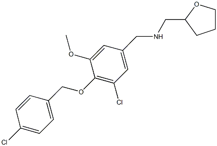 N-{3-chloro-4-[(4-chlorobenzyl)oxy]-5-methoxybenzyl}-N-(tetrahydro-2-furanylmethyl)amine 结构式