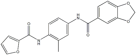 N-[4-(2-furoylamino)-3-methylphenyl]-1,3-benzodioxole-5-carboxamide 结构式