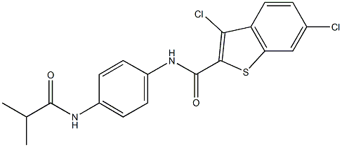 3,6-dichloro-N-[4-(isobutyrylamino)phenyl]-1-benzothiophene-2-carboxamide 结构式