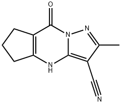 4H-?Cyclopenta[d]?pyrazolo[1,?5-?a]?pyrimidine-?3-?carbonitrile, 5,?6,?7,?8-?tetrahydro-?2-?methyl-?8-?oxo- 结构式