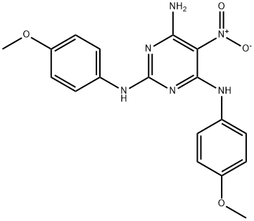 N~2~,N~4~-bis(4-methoxyphenyl)-5-nitro-2,4,6-pyrimidinetriamine 结构式