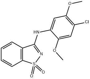 N-(4-chloro-2,5-dimethoxyphenyl)-N-(1,1-dioxido-1,2-benzisothiazol-3-yl)amine 结构式