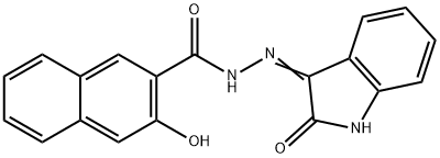 3-hydroxy-N'-(2-oxo-1,2-dihydro-3H-indol-3-ylidene)-2-naphthohydrazide 结构式