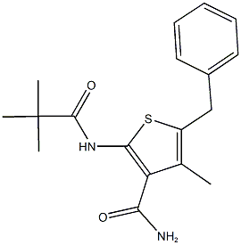 5-benzyl-2-[(2,2-dimethylpropanoyl)amino]-4-methyl-3-thiophenecarboxamide 结构式