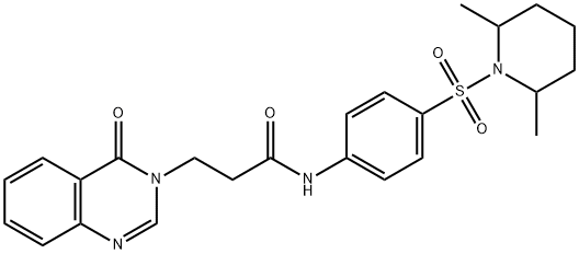 N-{4-[(2,6-dimethyl-1-piperidinyl)sulfonyl]phenyl}-3-(4-oxo-3(4H)-quinazolinyl)propanamide 结构式