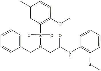 2-{benzyl[(2-methoxy-5-methylphenyl)sulfonyl]amino}-N-[2-(methylsulfanyl)phenyl]acetamide 结构式