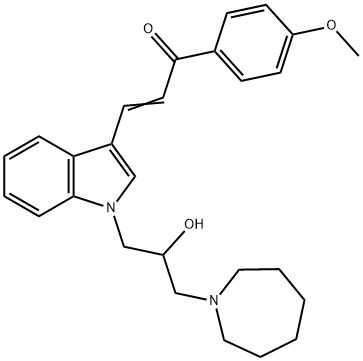 3-{1-[3-(1-azepanyl)-2-hydroxypropyl]-1H-indol-3-yl}-1-(4-methoxyphenyl)-2-propen-1-one 结构式