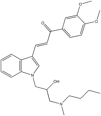 3-(1-{3-[butyl(methyl)amino]-2-hydroxypropyl}-1H-indol-3-yl)-1-(3,4-dimethoxyphenyl)-2-propen-1-one 结构式