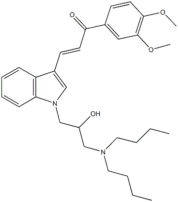 3-{1-[3-(dibutylamino)-2-hydroxypropyl]-1H-indol-3-yl}-1-(3,4-dimethoxyphenyl)-2-propen-1-one 结构式