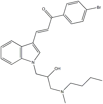 1-(4-bromophenyl)-3-(1-{3-[butyl(methyl)amino]-2-hydroxypropyl}-1H-indol-3-yl)-2-propen-1-one 结构式