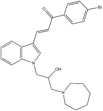 3-{1-[3-(1-azepanyl)-2-hydroxypropyl]-1H-indol-3-yl}-1-(4-bromophenyl)-2-propen-1-one 结构式