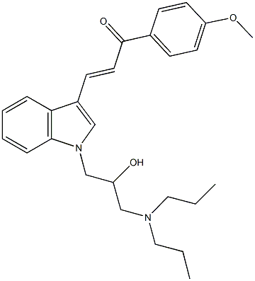 3-{1-[3-(dipropylamino)-2-hydroxypropyl]-1H-indol-3-yl}-1-(4-methoxyphenyl)-2-propen-1-one 结构式