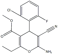 methyl 6-amino-4-(2-chloro-6-fluorophenyl)-5-cyano-2-ethyl-4H-pyran-3-carboxylate 结构式