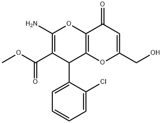 methyl 2-amino-4-(2-chlorophenyl)-6-(hydroxymethyl)-8-oxo-4,8-dihydropyrano[3,2-b]pyran-3-carboxylate 结构式