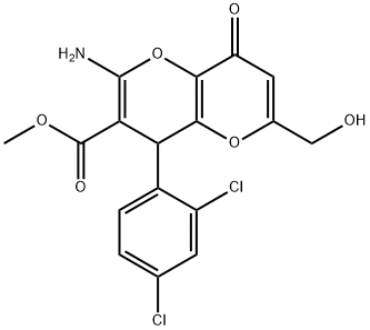 methyl 2-amino-4-(2,4-dichlorophenyl)-6-(hydroxymethyl)-8-oxo-4,8-dihydropyrano[3,2-b]pyran-3-carboxylate 结构式