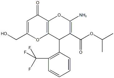 isopropyl 2-amino-6-(hydroxymethyl)-8-oxo-4-[2-(trifluoromethyl)phenyl]-4,8-dihydropyrano[3,2-b]pyran-3-carboxylate 结构式