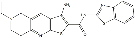 3-amino-N-(1,3-benzothiazol-2-yl)-6-ethyl-5,6,7,8-tetrahydrothieno[2,3-b][1,6]naphthyridine-2-carboxamide 结构式
