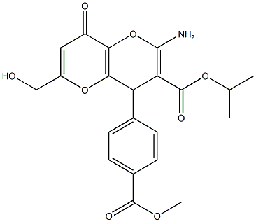 isopropyl 2-amino-6-(hydroxymethyl)-4-[4-(methoxycarbonyl)phenyl]-8-oxo-4,8-dihydropyrano[3,2-b]pyran-3-carboxylate 结构式