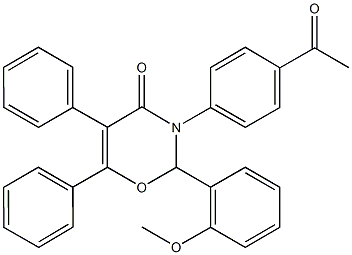 3-(4-acetylphenyl)-2-(2-methoxyphenyl)-5,6-diphenyl-2,3-dihydro-4H-1,3-oxazin-4-one 结构式