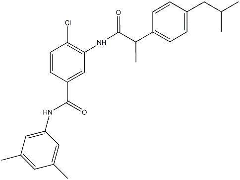 4-chloro-N-(3,5-dimethylphenyl)-3-{[2-(4-isobutylphenyl)propanoyl]amino}benzamide 结构式