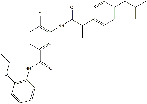 4-chloro-N-(2-ethoxyphenyl)-3-{[2-(4-isobutylphenyl)propanoyl]amino}benzamide 结构式
