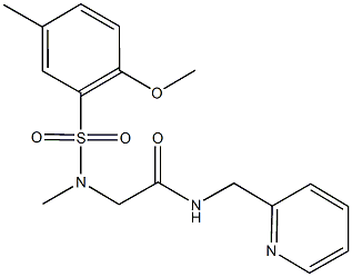 2-[[(2-methoxy-5-methylphenyl)sulfonyl](methyl)amino]-N-(2-pyridinylmethyl)acetamide 结构式