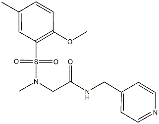 2-[[(2-methoxy-5-methylphenyl)sulfonyl](methyl)amino]-N-(4-pyridinylmethyl)acetamide 结构式