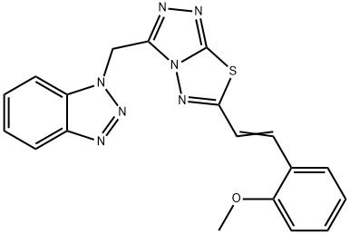 2-{2-[3-(1H-1,2,3-benzotriazol-1-ylmethyl)[1,2,4]triazolo[3,4-b][1,3,4]thiadiazol-6-yl]vinyl}phenyl methyl ether 结构式