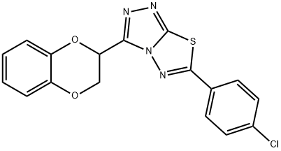 6-(4-chlorophenyl)-3-(2,3-dihydro-1,4-benzodioxin-2-yl)[1,2,4]triazolo[3,4-b][1,3,4]thiadiazole 结构式
