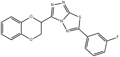 3-(2,3-dihydro-1,4-benzodioxin-2-yl)-6-(3-fluorophenyl)[1,2,4]triazolo[3,4-b][1,3,4]thiadiazole 结构式