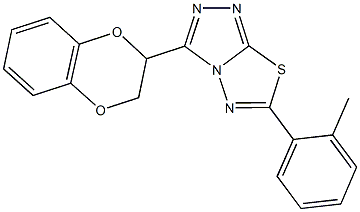 3-(2,3-dihydro-1,4-benzodioxin-2-yl)-6-(2-methylphenyl)[1,2,4]triazolo[3,4-b][1,3,4]thiadiazole 结构式