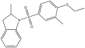 ethyl 2-methyl-4-[(2-methyl-2,3-dihydro-1H-indol-1-yl)sulfonyl]phenyl ether 结构式