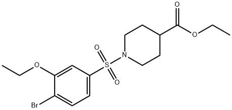 ethyl 1-[(4-bromo-3-ethoxyphenyl)sulfonyl]-4-piperidinecarboxylate 结构式
