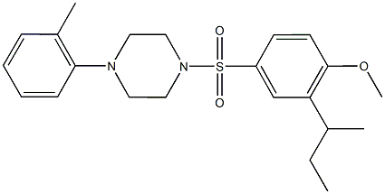 2-sec-butyl-4-{[4-(2-methylphenyl)-1-piperazinyl]sulfonyl}phenyl methyl ether 结构式