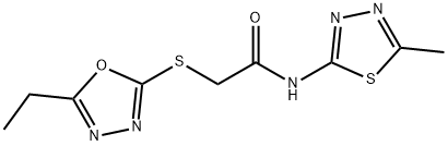 2-[(5-ethyl-1,3,4-oxadiazol-2-yl)sulfanyl]-N-(5-methyl-1,3,4-thiadiazol-2-yl)acetamide 结构式