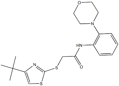 2-[(4-tert-butyl-1,3-thiazol-2-yl)sulfanyl]-N-[2-(4-morpholinyl)phenyl]acetamide 结构式