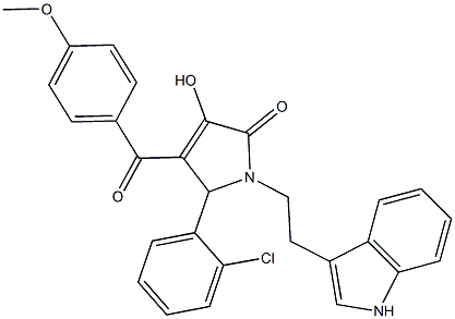 5-(2-chlorophenyl)-3-hydroxy-1-[2-(1H-indol-3-yl)ethyl]-4-(4-methoxybenzoyl)-1,5-dihydro-2H-pyrrol-2-one 结构式