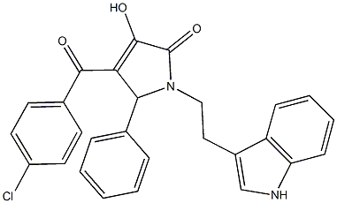4-(4-chlorobenzoyl)-3-hydroxy-1-[2-(1H-indol-3-yl)ethyl]-5-phenyl-1,5-dihydro-2H-pyrrol-2-one 结构式