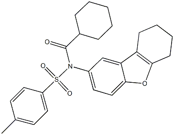 N-(cyclohexylcarbonyl)-4-methyl-N-(6,7,8,9-tetrahydrodibenzo[b,d]furan-2-yl)benzenesulfonamide 结构式