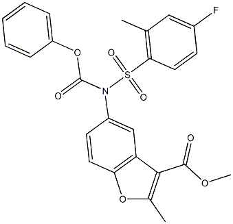 methyl 5-[[(4-fluoro-2-methylphenyl)sulfonyl](phenoxycarbonyl)amino]-2-methyl-1-benzofuran-3-carboxylate 结构式