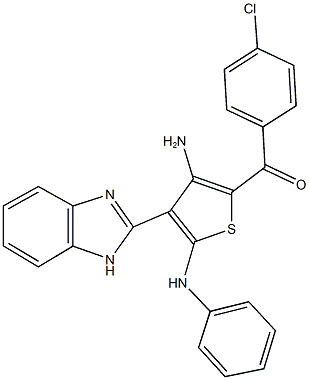 [3-amino-5-anilino-4-(1H-benzimidazol-2-yl)thien-2-yl](4-chlorophenyl)methanone 结构式