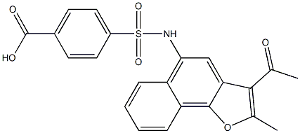 4-{[(3-acetyl-2-methylnaphtho[1,2-b]furan-5-yl)amino]sulfonyl}benzoic acid 结构式