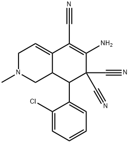 6-amino-8-(2-chlorophenyl)-2-methyl-2,3,8,8a-tetrahydro-5,7,7(1H)-isoquinolinetricarbonitrile 结构式